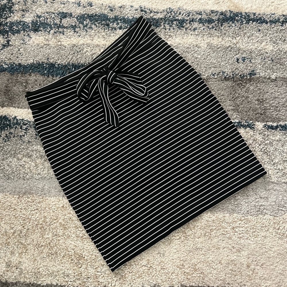 LOFT Black and White Striped Mini Skirt